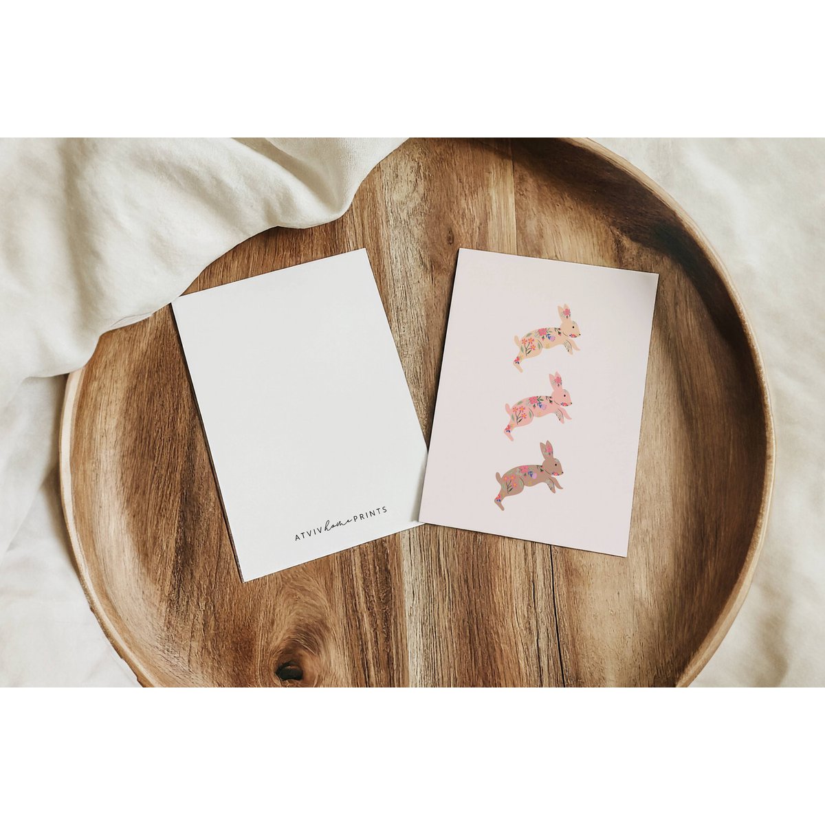 Carte de Pâques - lapins, carte de lapins floraux, lapins boho, carte postale Joyeuses Pâques, carte A6
