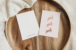 Carte de Pâques - lapins, carte de lapins floraux, lapins boho, carte postale Joyeuses Pâques, carte A6