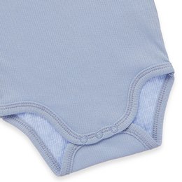 Baby lichaam kort -arm - met borstzak en dino -toepassing, fancy rib - blauw