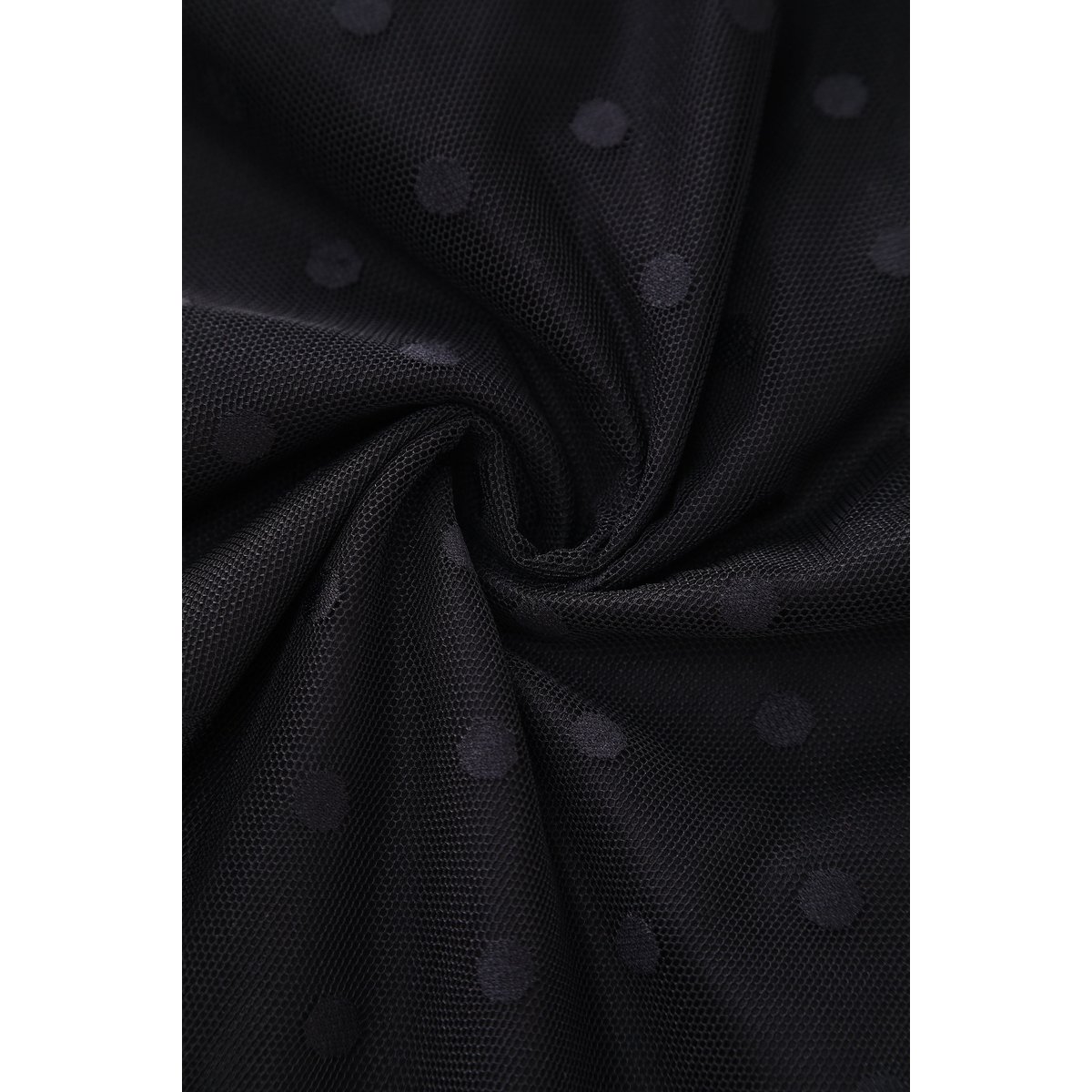 EU STOCK Dorothea Black Polka Dot Mesh Halter Dress