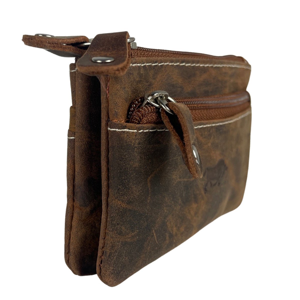 Vintage cognac -colored leather key pouch