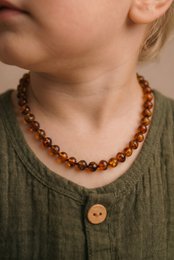 Baby/Kind – Bernsteinkette – runde Perlen – 33 cm – Cognac