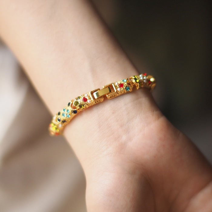 Vintage inspireret blændende kalejdoskop armbånd-16 cm lang