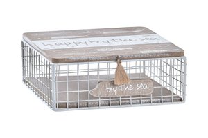 CAJA MADERA METAL 16X16X6 PECES MARRON LM196436