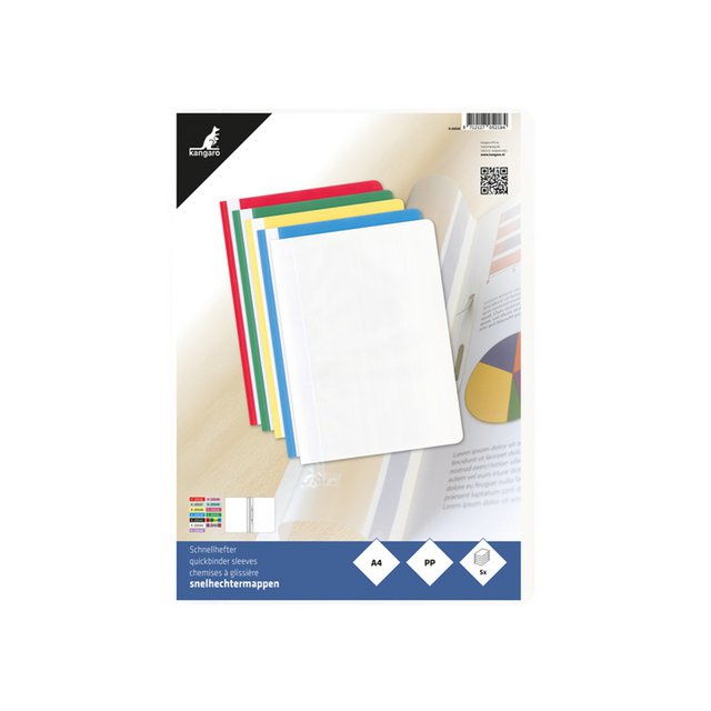 Pochette à ouverture rapide Kangaro A4 PP rétractable à 5 st. assortie