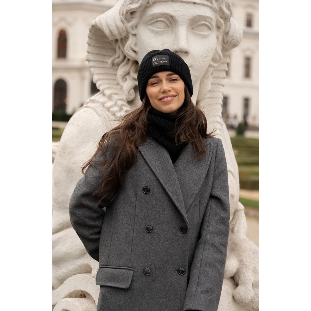 Hat and scarf set – 100% merino wool “BRIGID NEW” – BLACK
