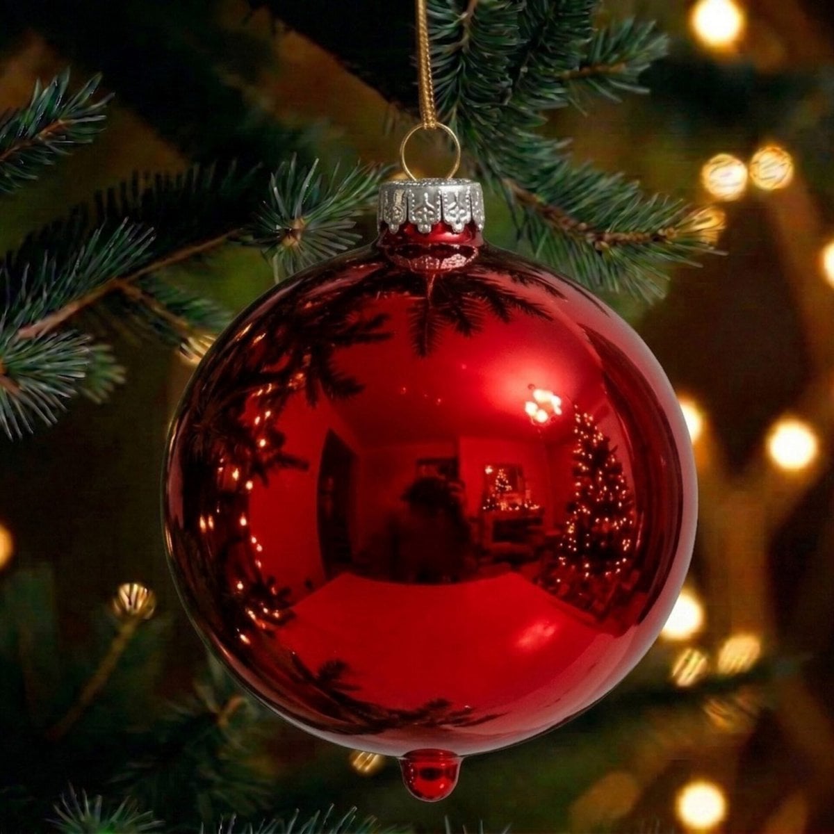 "holy christmas" - 8 cm Christmas balls red high gloss