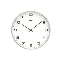 AMS 9658 vægur | Sølvfælg stationsur 30 cm