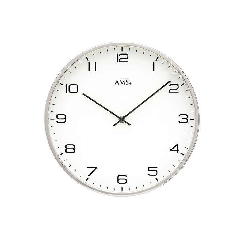 AMS 9658 vægur | Sølvfælg stationsur 30 cm