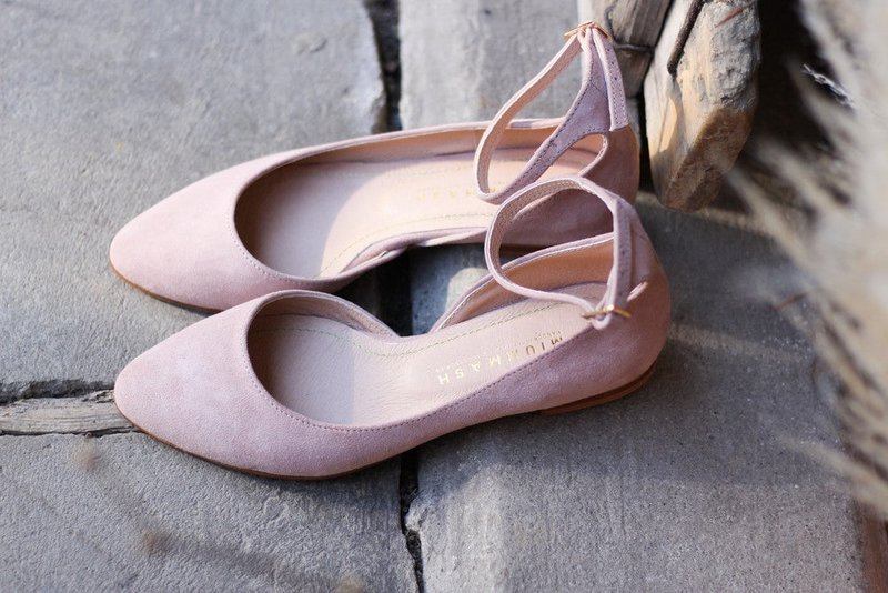 Bailarinas de ante hechas a mano para mujer - Grace - rosa empolvado 35-42