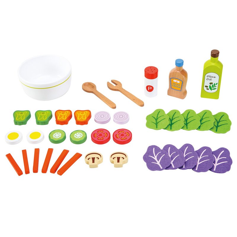 Houten Salade Set - "Maak Je Eigen Salade"