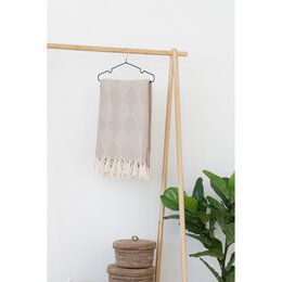 Bursa Plaid - Tortora/Beige, Cotone, Poliestere, 130x180 cm