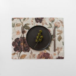 Mantel individual vintage de lino rosa