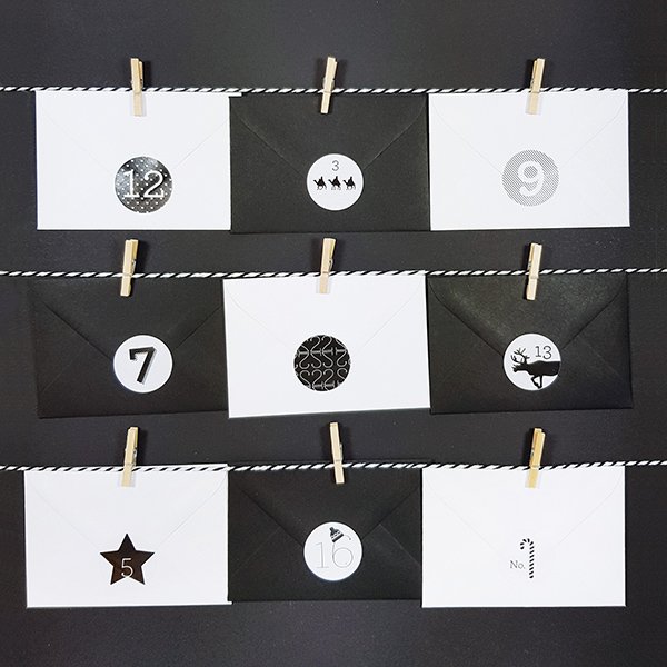 Adventskalender sort/hvid