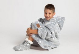 Vitapur - Hoodie deken + sokken kind - Sterren Neon