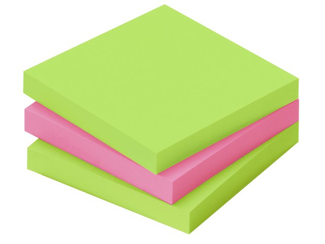 Info Notes 75x75mm voordeelpak 20x 80 briljant groen 4x 80 briljant roze 16+4 Gratis