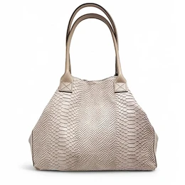 LOLA – Borsa italiana in pelle goffrata pitone – Rosa cipria