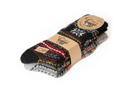 2 Paar 45% Wollsocken Hyggeliges Norweger Design