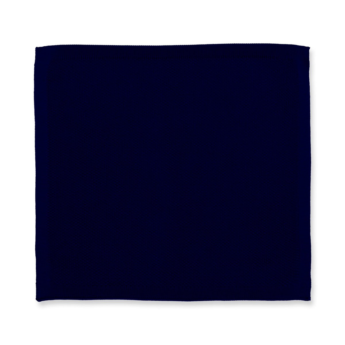 Navy blue knitted bow tie and pocket square set