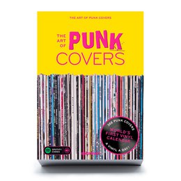A wall calendar featuring punk rock album covers. The calendar showcases a collection of iconic punk rock album artwork.