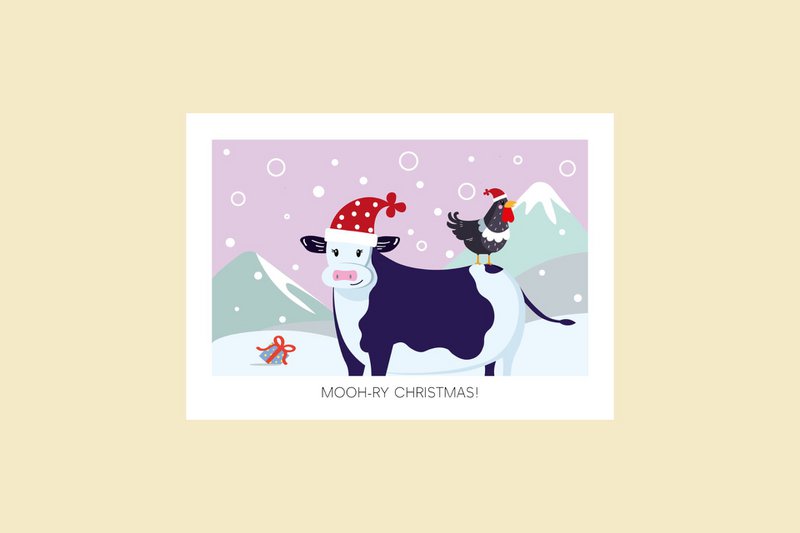Julekort - Mooh-ry Christmas