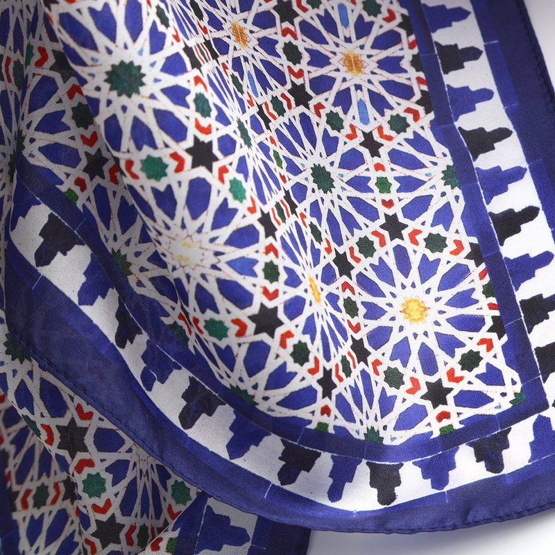Foulard Carré Bleu Zellige v2