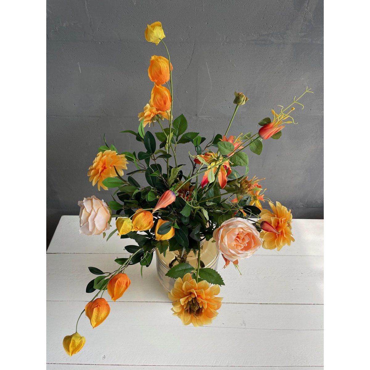 Kunstige blomster - Buket L - Pretty Orange - 80cm