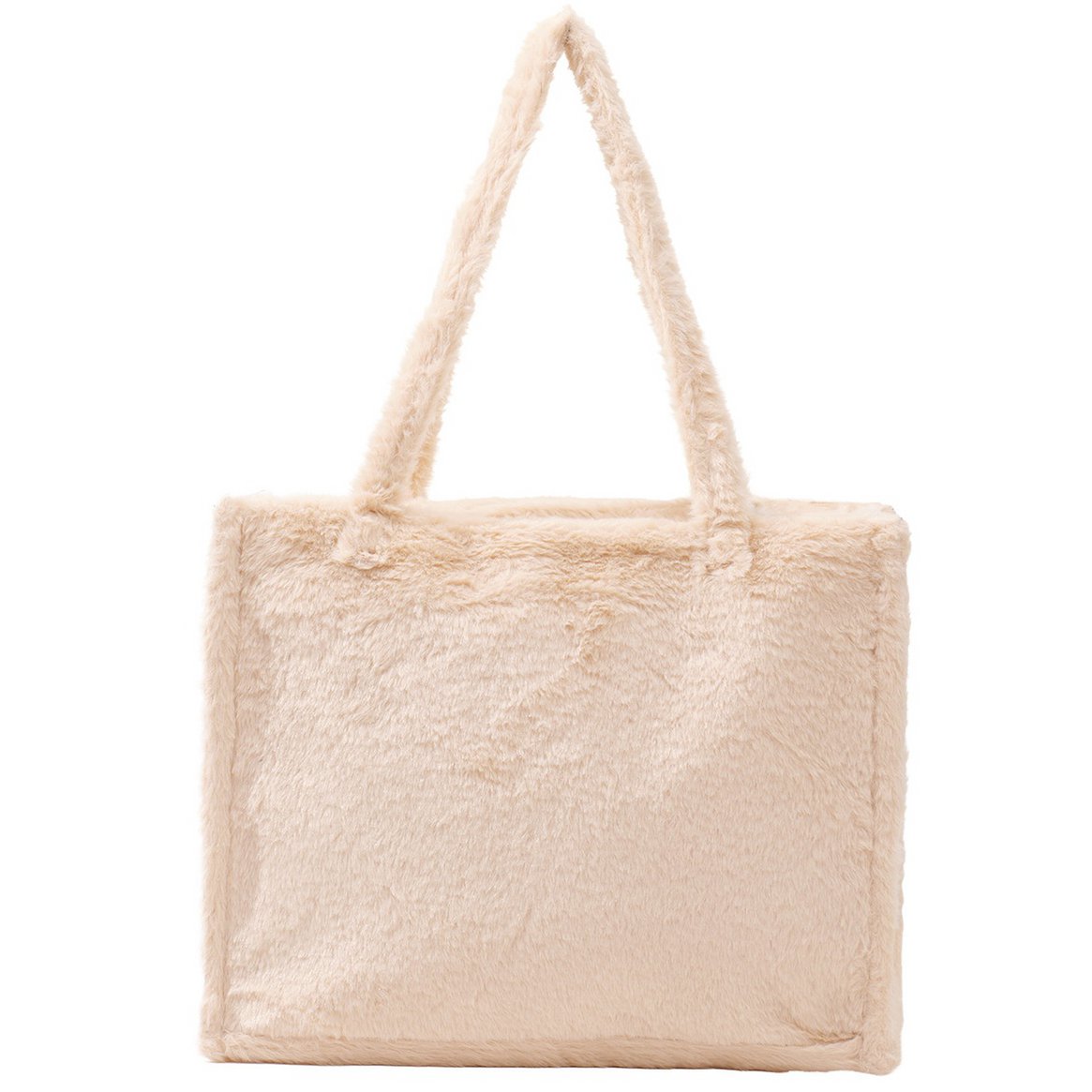 Y-B3.4 BAG1014-001-3 Fluffy Faux Fur Shopper 36x29x13.5cm Beige