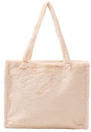 Y-B3.4 BAG1014-001-3 Fluffy Faux Fur Shopper 36x29x13.5cm Beige