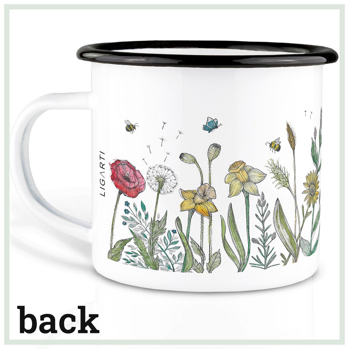 Tasse en émail – prairie fleurie