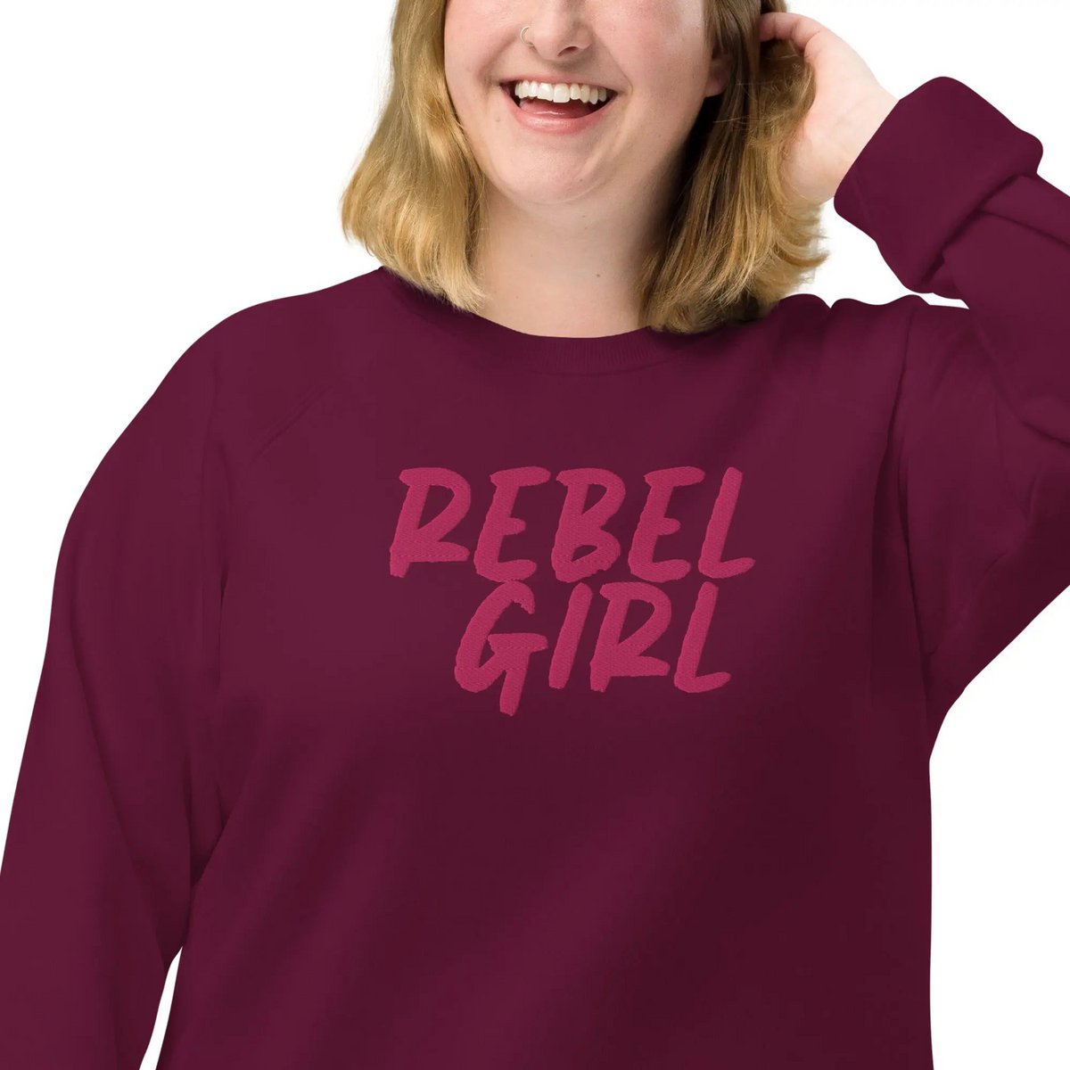 Rebel Girl Unisex Bio-Raglan-Sweatshirt Bio-Kleidung mit STICKEREI