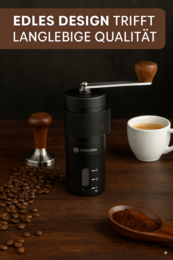 Kaffekværn manuelt med stepløs keramisk slibning - kompakt håndkaffekværn (sort)