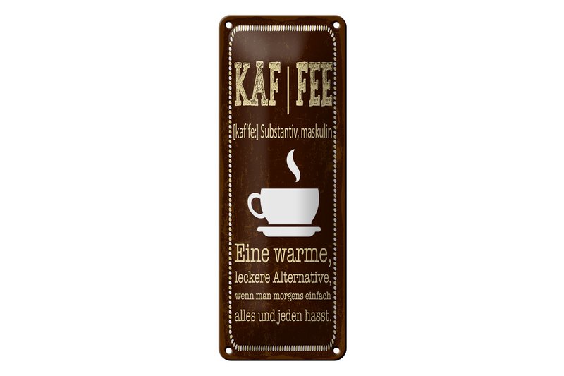 Blechschild Spruch 27x10 cm Definition von KAFFEE Deko Schild