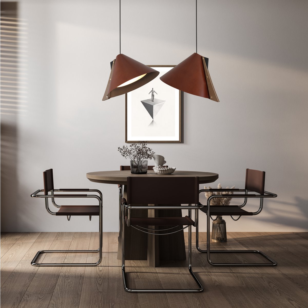 Silence M pendant light D40cm recycled leather