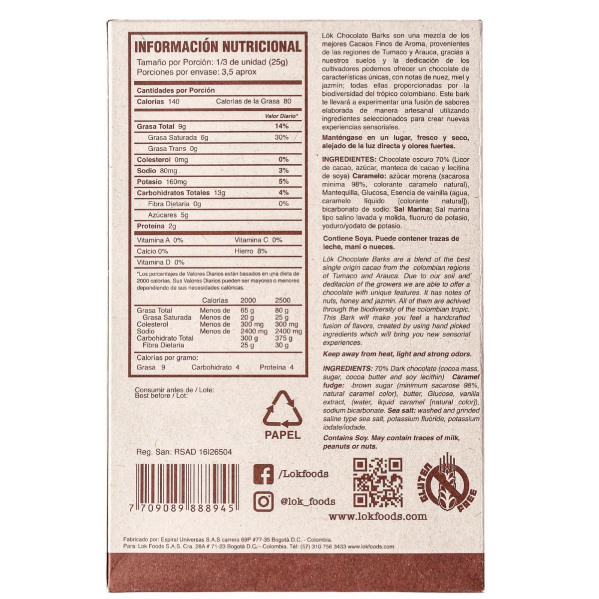 Dark Chocolate Bar with Caramel and Sea Salt | 70% Cacao | 85g