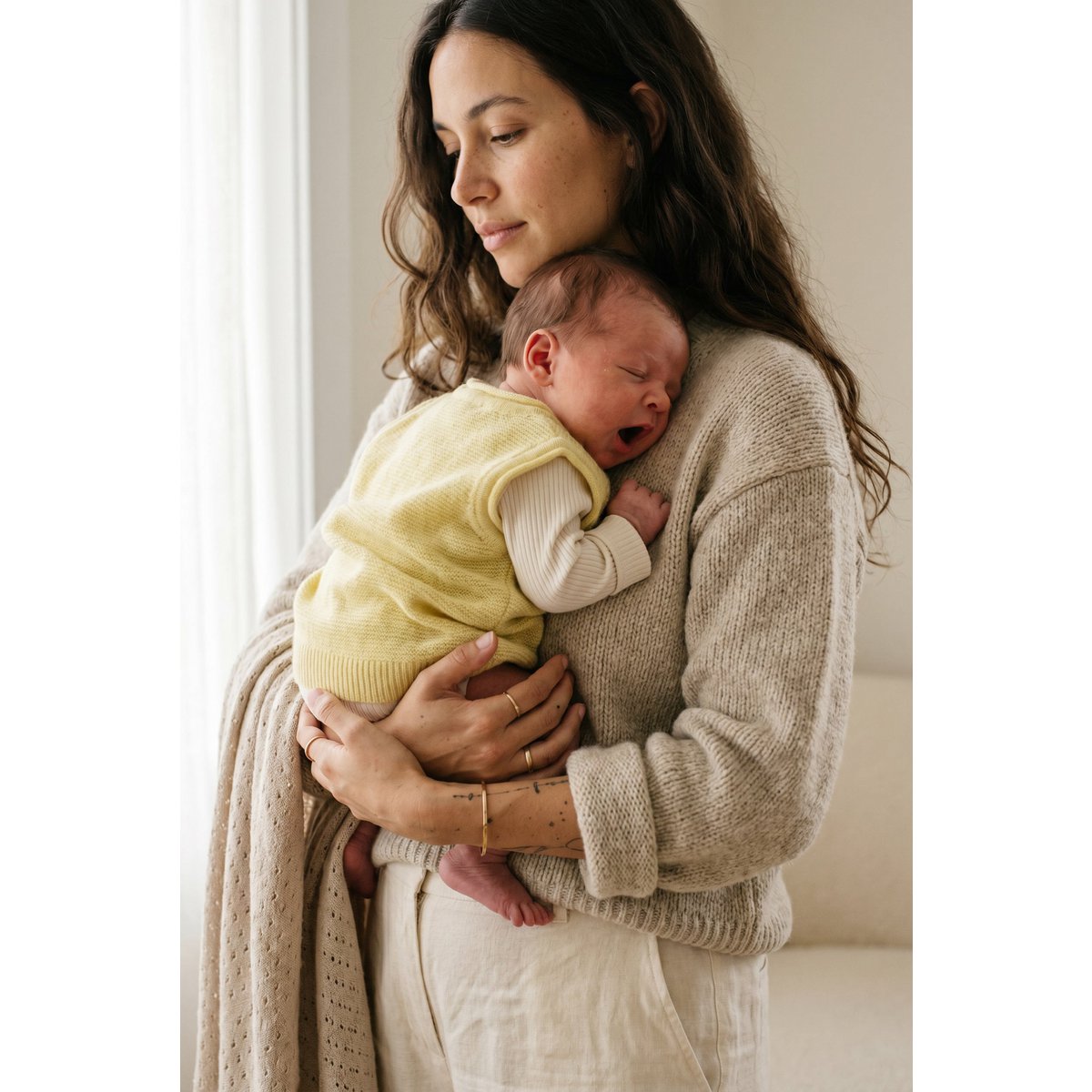 Merinowollstrick Baby Spencer – Limonade
