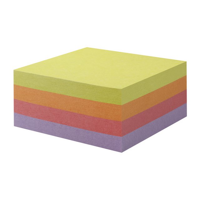 Info notes 75x75mm, 2 x 400 blaadjes, 4 kleuren, blauwe engel.