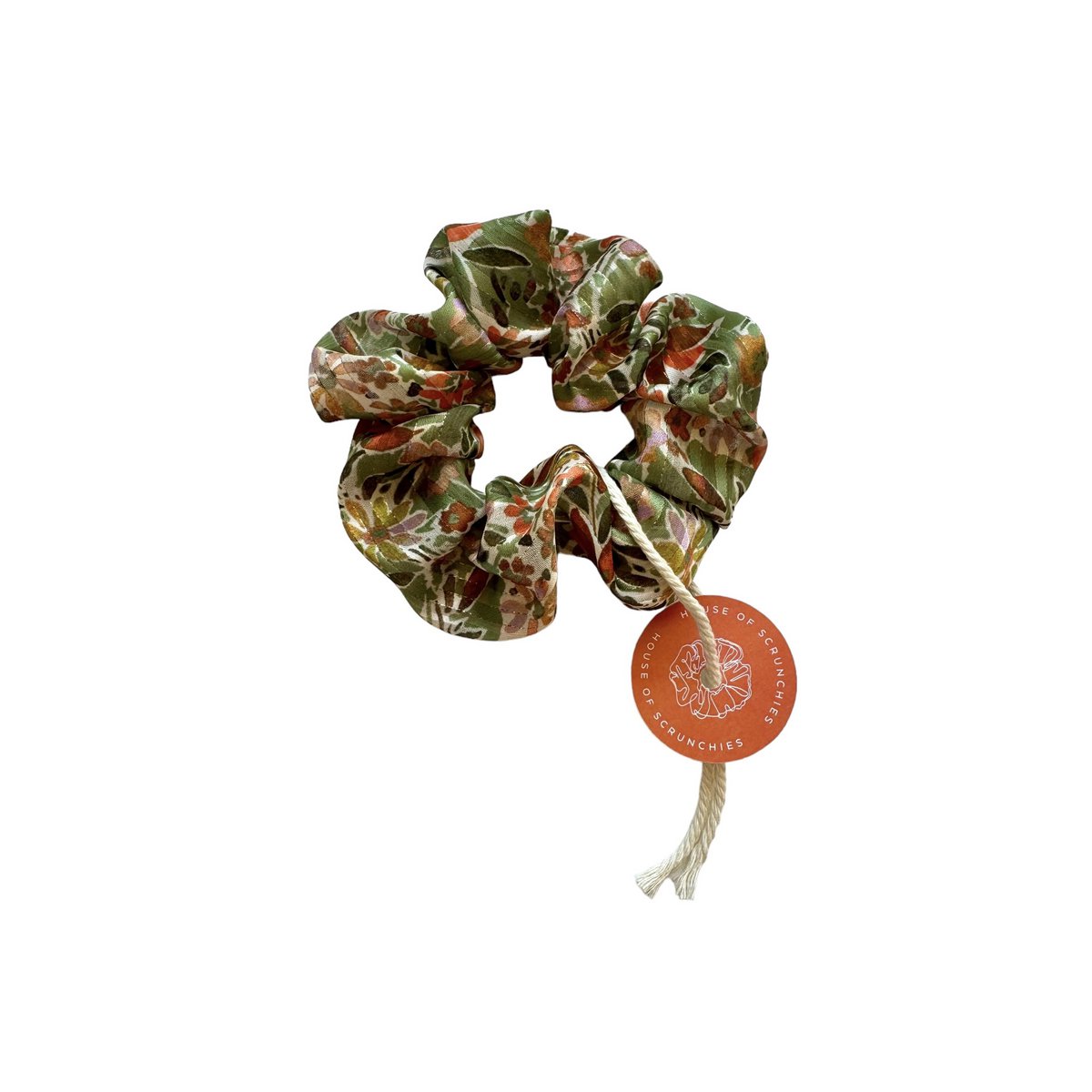 Scrunchie - Grüne Chiffon Blumen - Genbrug