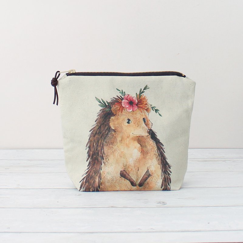 Nikki the Hedgehog | Large Zipper Pouch | Storage Bag | Cosmetic Bag