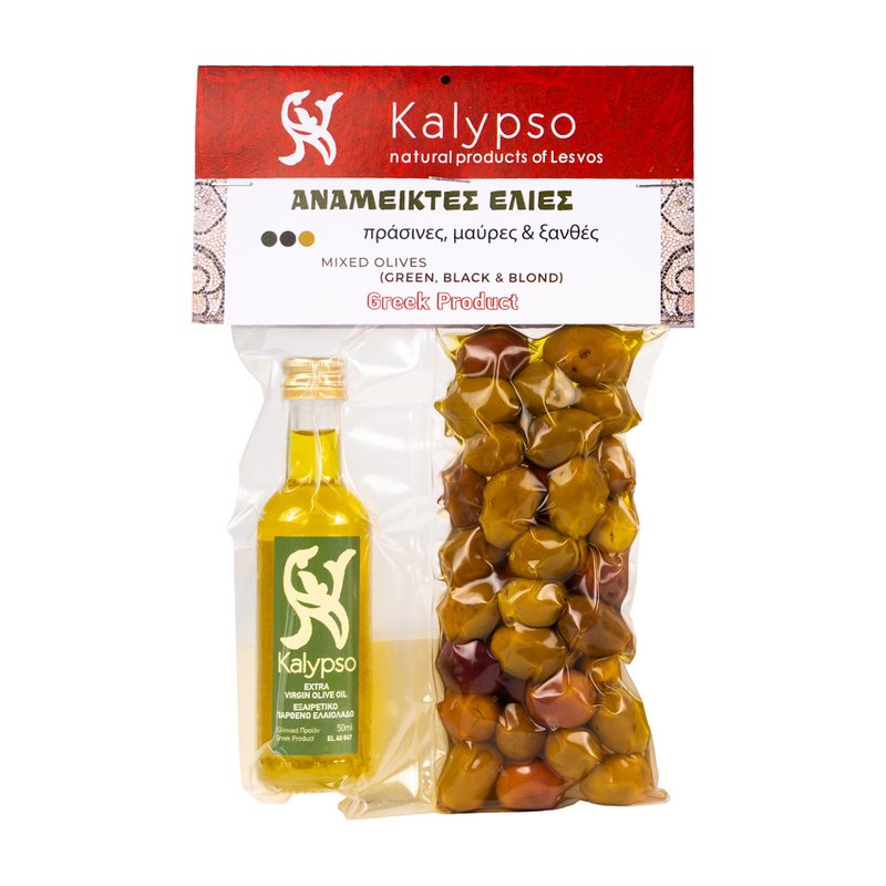 MIxed Olives and Greek Olive Oil 50 ml