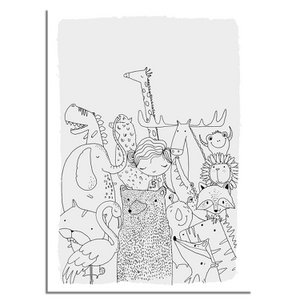 Kids room poster Animals - Gray