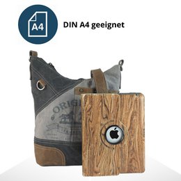 Sunsa Damen Umhängetasche. Handtasche aus Canvas ( Segeltuch) & Leder. Schultertasche in Vintage Stil. Große Crossbody Tasche für Frauen mit Pferdmotiv grau schwarz