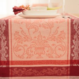 Runner da tavola in lino motivo francese - rosa arancio