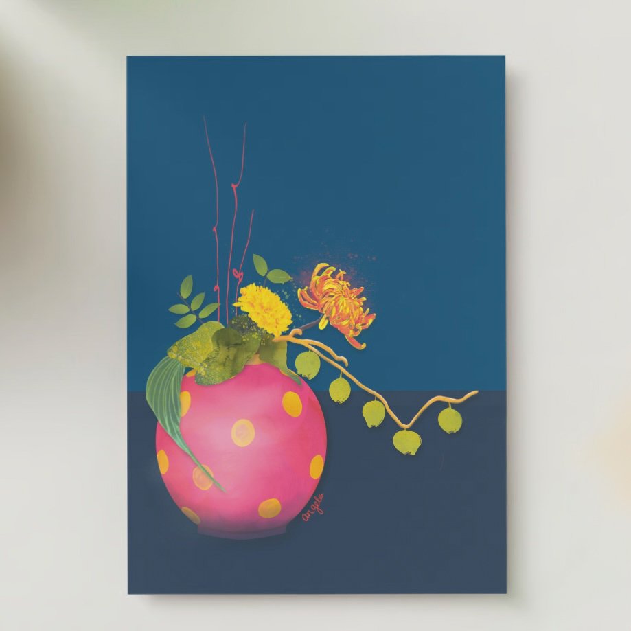 colorful floral greeting cards set -12 pieces - Blank