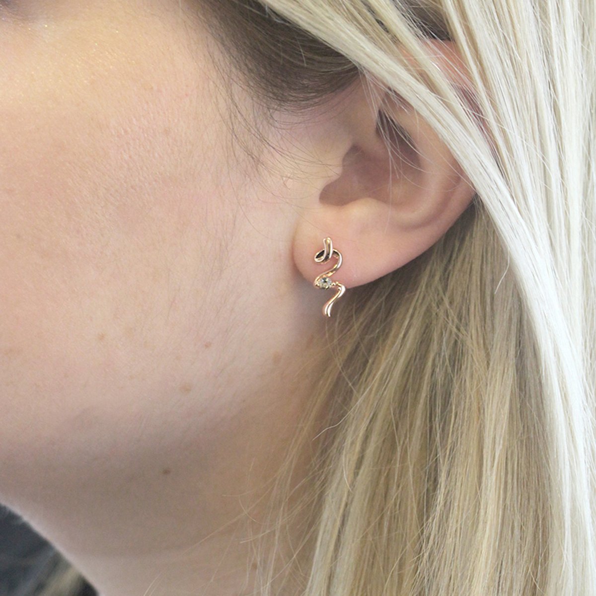 Boucles d'oreilles Spiral - Or Rosé et Cristal
