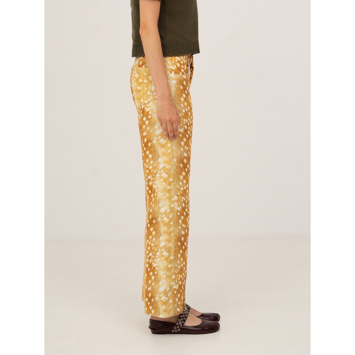 Jeans in denim con stampa cervo