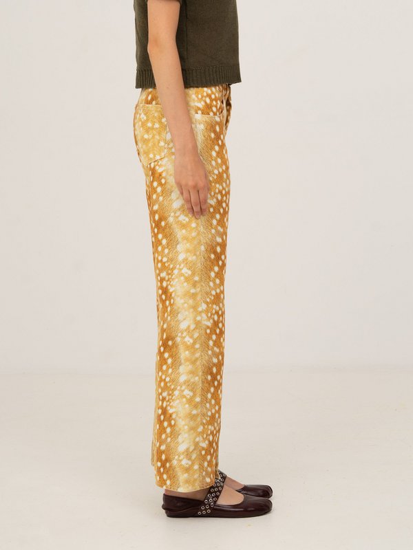 Jeans in denim con stampa cervo