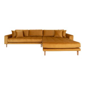 Lido Lounge Sofa - Mustard Yellow, Polyester/Foam/Beech, right facing, 170-92x290x76 cm