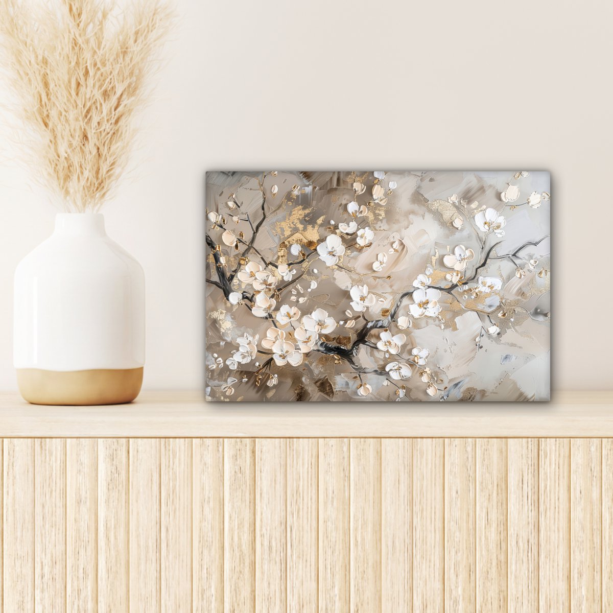 Leinwand Malerei - Wanddekoration - Grün - modern - Zusammenfassung - Gold