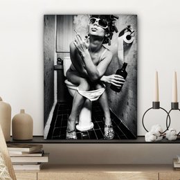 Canvas Painting - Wall Decoration Woman - Vintage - Curles - Toilet - Cigarette - Wall Decoration Living Room - Bedroom Decoration - Room Accessories - Canvas Paintings